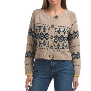 Magaschoni Beige and Black Knit Cardigan